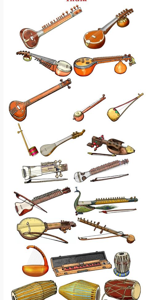 Indian Musical Instruments Indian Music Instruments, Sitar Instrument, Indian Instruments, Musical Instruments Drawing, Indian Musical Instruments, Instrument Music, Kids Musical Instruments, Indian Classical Music, Folk Instruments