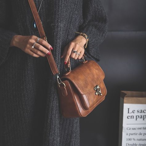 Brown Satchel Handbag Vintage Side Bag Vegan Crossbody Bag  #crossbodybags #crossbodybagsforwomen #crossbodybagsfortravel #vintagebags #handbags Brown Satchel Bag, Vintage Sling Bag, Unique Leather Bag, Stile Preppy, Handbags Brown, Retro Handbags, Brown Satchel, Vintage Crossbody Bag, Brown Crossbody Bag