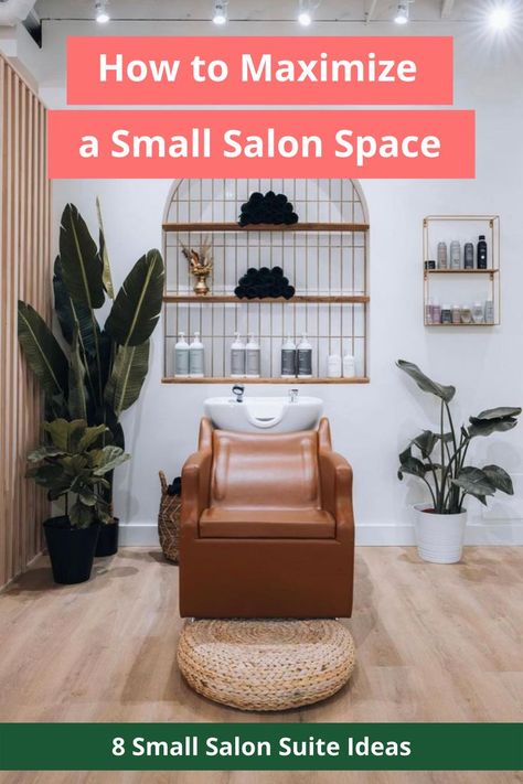 How to Maximize a Small Salon Space | 8 Small Salon Suite Ideas | Minerva Beauty Small Space Salon Ideas Layout, Salon Space Ideas Small, Salon Suite Business Ideas, Best Lighting For Hair Salon, Small Space Hair Salon Ideas, Hair Salon Small Space, Small Salon Paint Ideas, Small Salon Backbar Ideas, How To Decorate A Salon Suite