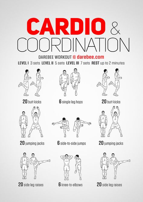 Cardio &amp; Coordination Workout Short Workouts, Trening Sztuk Walki, Latihan Kardio, Cardio Workout At Home, Endurance Workout, Workout Cardio, Cardio Training, Ab Workout At Home, At Home Workout Plan