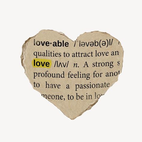 Torn Paper Design, Love Definition, Ripped Paper, Paper Quote, Scrapbook Printing, Love Collage, Aesthetic Journal, Vintage Words, Scrapbook Book