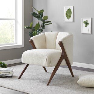 Union Rustic Seefeldt 68.58Cm Wide Polyester Barrel Chair | Wayfair Statement Chair Living Room, Beige Armchair, Statement Chairs, Fabric Accent Chair, Linen Armchair, Upholstered Accent Chairs, Armchair Furniture, Wood Arm Chair, Upholstered Arm Chair