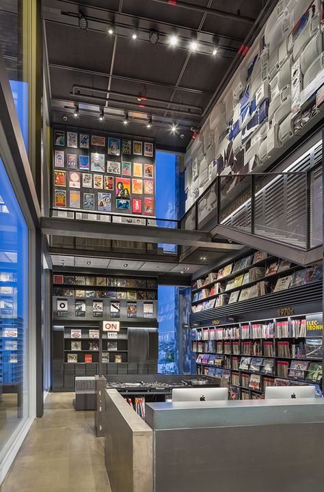 Tune in: Hyundai Card Music Library opens in Seoul, South Korean Library Architecture, Seoul Architecture, Seoul Wallpaper, Music Store Design, Supermarket Interior, Pecha Kucha, Vinyl Record Shop, Vinyl Store, Recording Studio Home