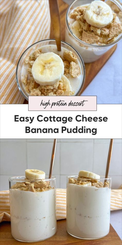 Enjoy this high protein banana cream pudding, a delicious recipe with cottage cheese that redefines healthy desserts. It’s protein packed, blending well to create a luscious cottage cheese banana pudding that's both filling and satisfying. Protein Banana Pudding, Cottage Cheese Banana, Recipe With Cottage Cheese, Cottage Cheese Dessert Recipes, Protien Snacks, Cottage Cheese Recipes Healthy, Cottage Cheese Desserts, Protein Banana, Banana Cream Pudding