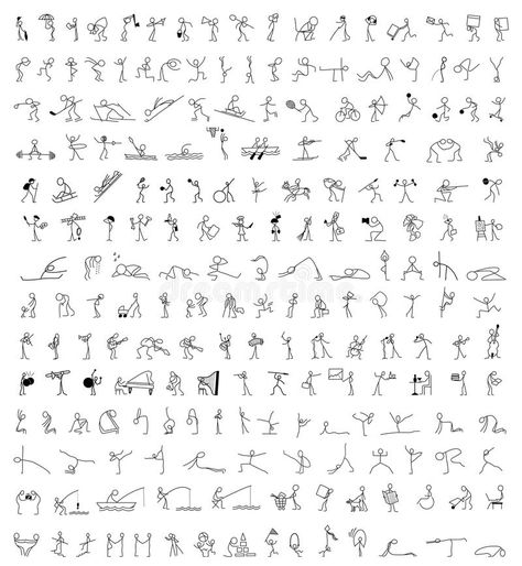 Stick Man Poses, Cute Stick Man Drawing, Stick Figure Tattoo, Scenes Illustration, Yoga Stick Figures, Stick Men Drawings, Stick Drawings, Sketching Tips, Miniature Scenes