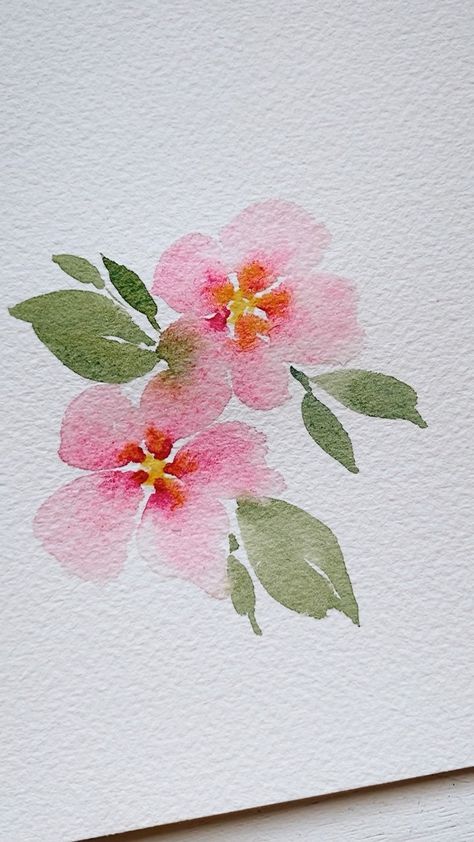 Watercolor Flowers Outline, Easy Art Flowers, Easy Flowers Watercolor, How To Draw Flower Petals, Waterpaint Ideas Beginner, Watercolor Flower Easy, Painted Flowers Easy, Easy Flowers To Paint, Watercolor Easy Painting