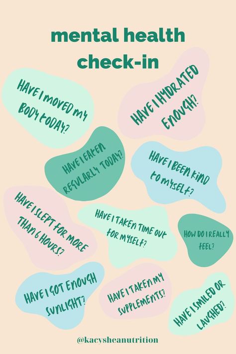 Check in with your mental health with these easy questions! Journal them in your notebook to boost your mood. Maintain this practice whenever you are in need of a mental health pick up to see long-term results in your mental health, mind and body connection as well as seeing more of a positive mindset. Check out Kacy Shea Nutrition's Pinterest for more mental health reminders and mindset quotes. Mood Check In, Mental Health Check In, Mental Health Vision Board, May Mental Health, Mind And Body Connection, Questions Journal, Club Aesthetics, Health Branding, Health Reminders