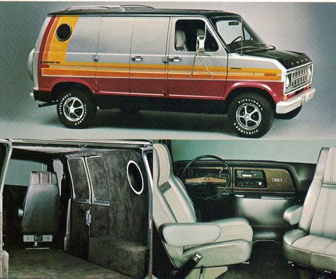 ford econoline 150 van, yep, we rocked this with an 8-track player in it. Lifted Ford, 80s Van Interior, 80s Van, 70s Stripes, Vans Painted, Old School Vans, Chevy Van, Ford Van, Ford 4x4