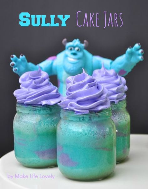 Essen, Monster University Cakes, Birthday Cake 1st, Cakes In A Jar, Sully Cake, Jar Cakes, Monster University Birthday, Monster Inc Cakes, University Party