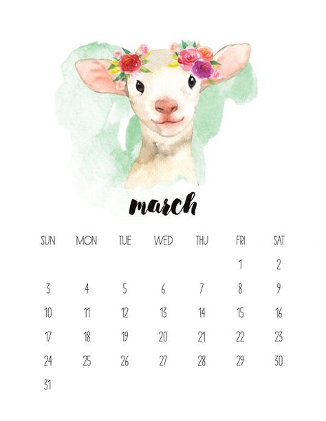 Animal Calendar, March Calendar, Watercolor Calendar, Kalender Design, Diy Travel Journal, Cute Calendar, Watercolor Animal, Calendar Wallpaper, Monthly Calendar Printable