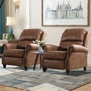 If you desire big comfort, this collection is the perfect recliner. The solid pillow back and rolled arms deliver a classic look with decorative nailhead trim and relaxing comfort. | Canora Grey Kevan 40.75" Wide Genuine Leather Standard Recliner Genuine Leather | 40.25 H x 40.75 W x 38.25 D in | Wayfair Living Room Sets, Brown Recliner, Living Room Recliner, Leather Recliner Chair, Leather Recliner, Wing Chair, Watching Tv, Reading Nook, Leather Chair