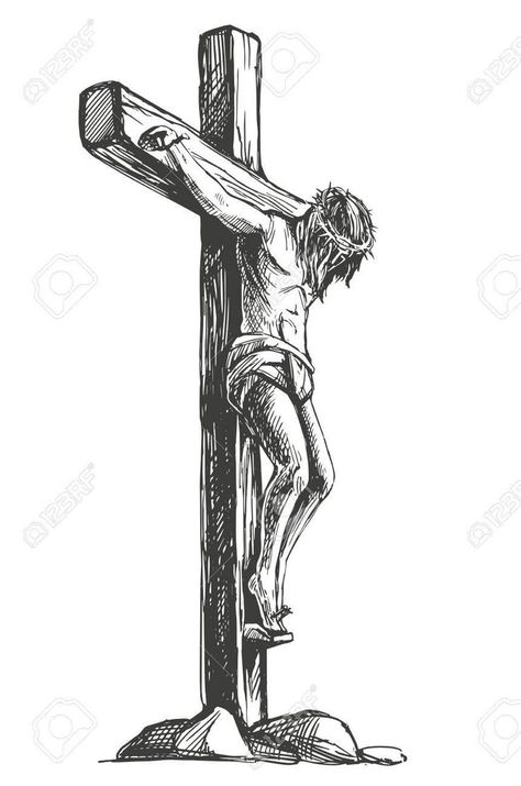 lol Crucifix Drawing, Tattoo Designs Butterfly, Jesus Sketch, Jesus Christ Crucified, Crucified Jesus, Christ Crucified, Jesus Art Drawing, Christian Drawings, Cross Drawing