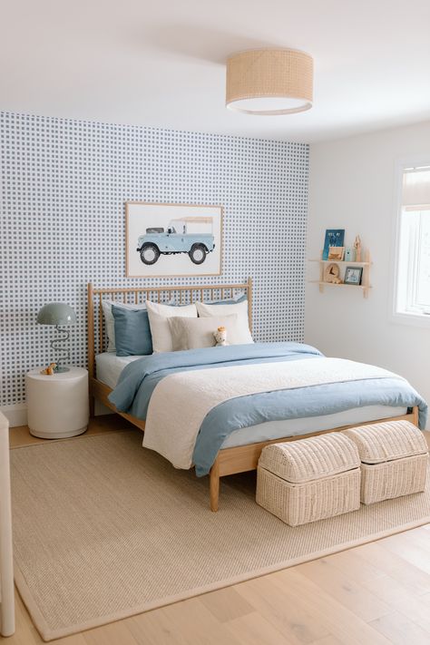 Into the Blue Neutral Toddler Boy Room, Minimalist Boys Bedroom, Grandmillennial Bedroom, Blue Kids Room, Toddler Boy Room Decor, Boy Toddler Bedroom, Boys Room Design, Big Boy Bedrooms, Kids Bedroom Inspiration