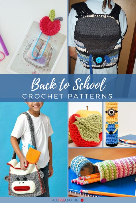 Right from the very first day of school, your children are sure to be the most prepared with these useful crochet projects. Amigurumi Patterns, Back To School Crochet, Teacher Crochet, School Crochet, Crochet Teacher Gifts, Crochet Pencil Case, Crochet Pencil, Modern Crochet Blanket, Back To School Crafts