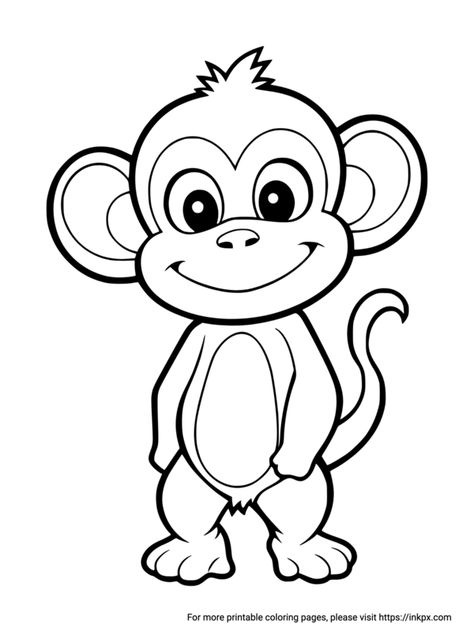 Monkey Colouring Pages, Monkeys Coloring Pages, Animal Drawings With Color, Monkey Printables Free, Zoo Animal Templates Free Printables, Easy Drawings Sketches Animals, Drawing Monkey Easy, Monkey Simple Drawing, Monkey Template Free Printable