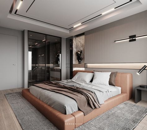 APARTMENT- MR MANH DUNG-TIMECITY on Behance Morden Bedroom Design Interiors, Minimal Ceiling Design, Morden Bedroom, Modern Bedroom Interior Design Ideas, Modern Bedroom Interior Design, Luxury Master Suite, Bedroom Design Modern, Bedroom Pop Design, Bedroom Ceiling Design