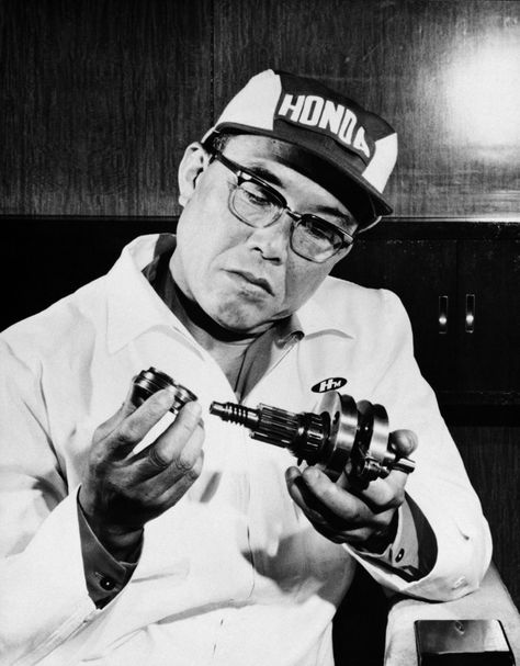 Soichiro Honda, founder of Honda Motor Co. Honda Motorcycles, Vintage Honda Motorcycles, Soichiro Honda, Honda Motors, Motorcycle Manufacturers, Japanese Cars, Inspirational People, Don T Know, Self Improvement