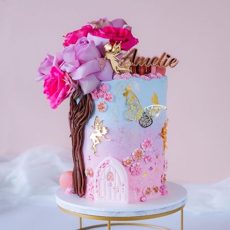 Buttercream Fairy Birthday Cake, Fairy Theme Cake, Fairy Themed Cake, Fairy Garden Birthday Cake, Fairy Princess Cake, Fairy House Cake, Garden Birthday Cake, Doll Cake Designs, Enchanted Fairy Garden