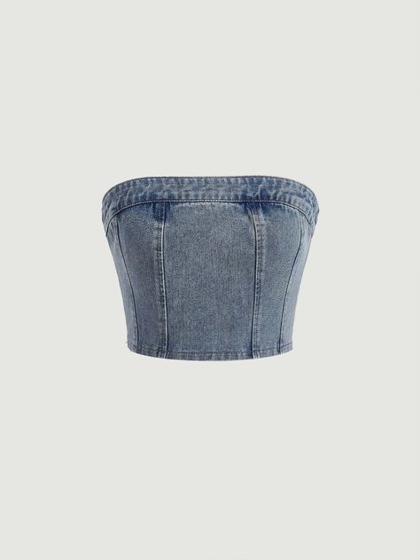 Top Vaquero, Jeans Recycle, Denim Tube Top, Top Jean, Top Jeans, Jean Bleu, Outfit Inspo Summer, Recycle Jeans, Plain Tops