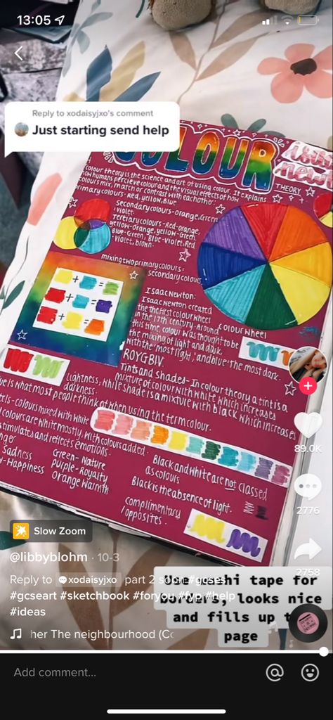 Colour Wheel Gcse Sketchbook, Compare And Contrast Art Gcse, Gcse Colour Theory, Colour Art Page Gcse, Art Gcse Colour Theory Page, Colour Theory Art Page, Colour Page Gcse Art, Tattoo Portfolio Ideas Art Students, Colour Studies Gcse Art