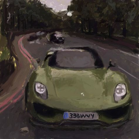 ✰✮𝕸𝕵★☆ on Instagram: "Porsche 918 🖼️💚🌳❤️‍🔥🧃 • • • • • #918 #wavy #art #artist #procreate #digitalart #digitalillustration #photoshopart #paint #digitalpaint #gouache #porsche #draw" How To Paint A Car, Aestethic Paintings, Race Car Painting, Car Painting Ideas, Acrylic Paint Art Ideas, Porsche Illustration, Porsche Drawing, Vintage Car Painting, Art Inspo Aesthetic