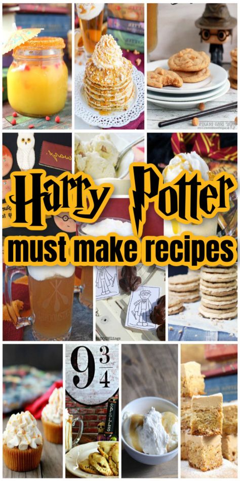 Over 50 awesome Harry Potter Recipes Crafts Fun Ideas and more. Great resource for Harry Potter Party ideas Harry Potter Day Food, Harry Potter Dishes Recipes, Harry Potter Easy Recipes, Unofficial Harry Potter Cookbook Recipes, Harry Potter Party Desserts, Prisoner Of Azkaban Themed Food, Harry Potter Snack Recipes, Harry Potter Cooking Ideas, Harry Potter Sandwiches Food Ideas