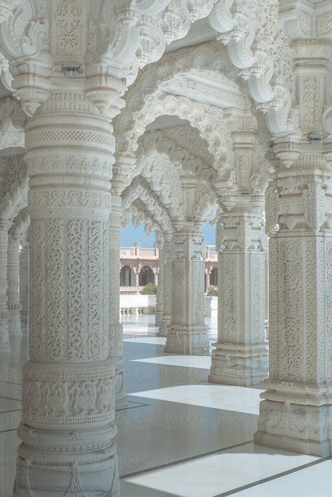 Shri Swaminarayan Mandir (Temple) , Bhuj, Kutch district, Gujarat, India White Traditional Aesthetic, Heaven Aesthetic White, White Marble Palace, White Marble Castle, Indian White Aesthetic, Indian Castle Aesthetic, White Palace Aesthetic, White Indian Aesthetic, White Castle Aesthetic