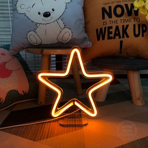 "9.8\" USB LED Mini Lamp Stars Sign Desk Light Custom Neon Sign Bedroom Kids Room Decoration Party Wall Decor About the light: Neon Sign: Stars Size (width): 9.8x9.8 inches  (customize size is available) Color options: Cold white, warm white, ice blue, blue, pink, red, yellow, purple, orange, green Hand-made, the product comes with a base, easy to place and carry, small space, low voltage, low temperature during use, safe and energy-saving. Install: Just insert the neon light into the groove of the base to complete the installation. There is an acrylic base for make it stand on the desk or any horizontal surface. Function&Occasion: We provide USB plug for power supply . The most popular occasion for use: It can be used in the room, living room or any other place you want to use for decorat Party Wall Decor, Neon Lamp, Party Wall, Neon Sign Bedroom, Light Up Signs, Mini Lamp, Kids Signs, Green Hand, Led Neon Lighting