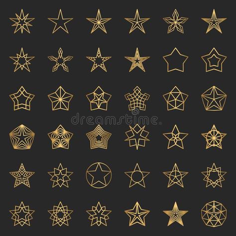 Logos, Art Deco Stars, Star Vector Design, Star Symbol Design, Star Illustration Design, Motif Vector, Art Deco Star, Star Icons, Art Deco Logo