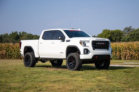 Gmc At4 Lifted, Gmc Elevation, Lifted Gmc Sierra 1500, Truck Fender Flares, Gmc At4, Gmc Duramax Diesel, White Trucks, Jacked Up Truck, Trucks Lifted