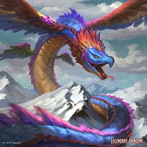 Feathered Serpent, Legendary Dragons, Seni 2d, Mythical Animal, 다크 판타지, Fantasy Beasts, Dragon Pictures, Creature Drawings, Fantasy Creatures Art