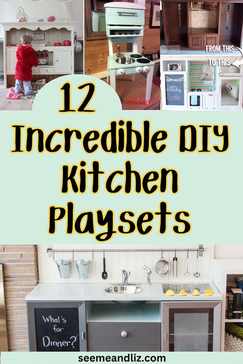 Playsets For Kids, Diy Kids Play, Kitchen Playsets, Diy Kids Kitchen, Toddler Kitchen, Pretend Kitchen, Diy Playroom, Kitchen Sets For Kids, Diy Preschool