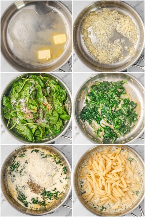 Essen, Creamy Spinach Pasta Chicken, Pasta Spinach Chicken Recipes, Creamy Spinach Alfredo Pasta, Creamy Chicken Spinach Pasta Recipes, Chicken Spinach Pasta Healthy, Spinach Creamy Pasta, Healthy Spinach Pasta Recipes, Creamy Chicken Pasta Recipes Spinach