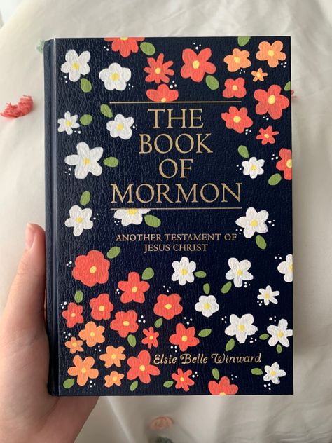 Book of Mormon Paint inspo:)) #aesthetic #painting #creative #floral #lds Book Of Mormon Painted Cover Ideas, Book Of Mormon Painting, Painted Book Of Mormon, Lds Crafts, Book Of Mormon Scriptures, Scripture Painting, Mormon Art, Book Of Mormon Stories, Lds Mission