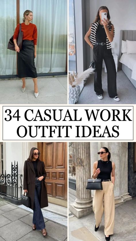 Casual Work Outfit Ideas Work Dinner Casual Outfit, Smart Casual Work Wardrobe, Sporty Casual Work Outfits, Essential Work Outfits Women, Workwear For Women Over 40, Work Friday Outfit, Comfortable Casual Work Outfits, Seattle Work Outfits, Easy Professional Outfits