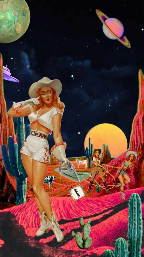 #space #vintage #retrofuture #alien #retro #retrofuturism #aesthetic #cowgirl #wildwest Aesthetic Cowgirl, Space Vintage, Cowboy, Creative Energy, Your Aesthetic, Energy