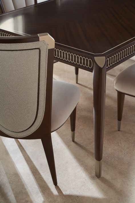 The Oxford Dining Table | Caracole Caracole Dining Chair, Dining Table Classic, Latest Dining Table, Dining Room Design Luxury, Classic Dining Table, Sapele Wood, Caracole Furniture, Interlocking Rings, Tufted Side Chair