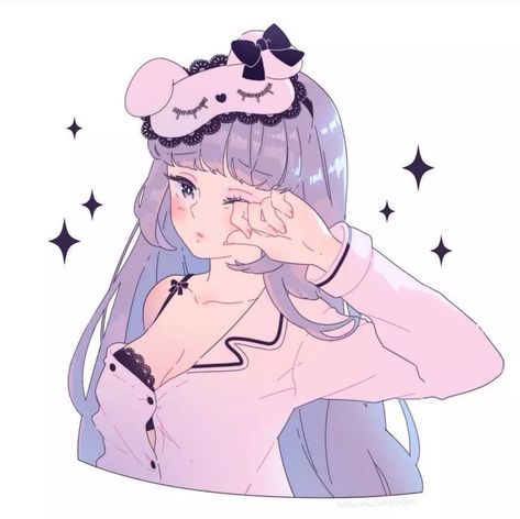 Pastel goth anime sleepy girl Pijama Anime, Anime Sleepy, Pastel Goth Anime, Sleepy Anime, Goth Anime, Sleepy Girl, Cute Chibi, Kawaii Art, Drawing Reference Poses