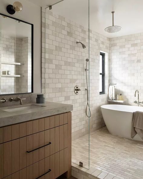 19 Ideas for Putting a Tub in the Shower—Even in a Tiny Bathroom Tub In The Shower Combo, Bathtub In Shower Walk In Master Bath, Bathroom With Shower Tub Combo, Bathtub In Shower, Wet Room Bathroom With Tub, Tub In Shower Area, Tub In Shower, Bathroom Ideas Shower Only, Tub Bathroom Ideas