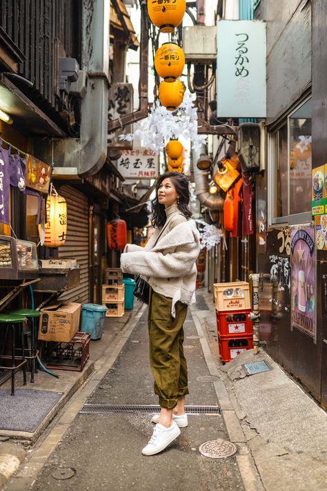 Shinjuku Piss Alley, famous tourist photo spot, Tokyo metro photo, what to do in Tokyo, dressing for fall in Tokyo, simple outfits with sneakers, tokyo travels, FOREVERVANNY Style, Tokyo and New York Fashion Blogger, Van Le Fashion Blog - December Again / 122018 Posing Tutorial, Japan Travel Outfit, Japan Moodboard, Tokyo Winter, Japan Ootd, Japan Winter Fashion, Japan Photoshoot, Bangkok Trip, Japan Pics