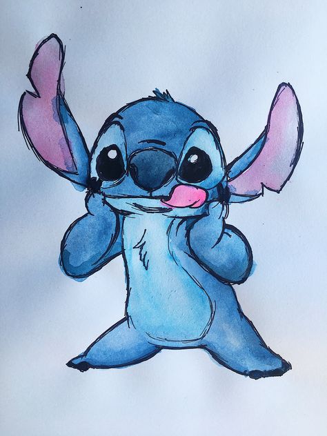 Click to watch the video of me painting it! Watercolor painting of Stitch from Lilo and Stitch that I did the other night. #stitchpainting #stitchwatercolorpaintingideas #stitchwatercolorpainting #watercolorpaintingideas #watercolor #painting #paintingideas #art #liloandstitch #stitch #stitchdrawing #stitchdrawingideas Posca Drawing Ideas, Drawing Stitch, Watercolor Painting Easy, Lilo And Stitch Drawings, Watercolor Disney, Stitch Drawing, Painting Canvases, Cute Stitch, Ideas Drawing