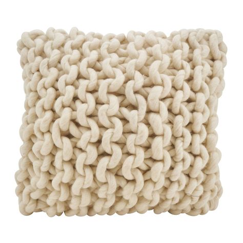 The Chunky Knit Throw Pillow brings texture, depth and dimension to your décor, a highly versatile accent piece that easily fits within any space. Made with 100percent wool, it adds warmth to any seating area, making for the perfect snuggle pillow. The solid color design makes it easy to pair with other throw pillows or blankets. Color: Ivory. Chunky Knit Pillow, Chunky Knit Throw, Chunky Cable Knit, Knit Pillow, Wool Throw Pillows, Diy Carpet, Throw Pillows Bed, Knit Design, Wool Throw