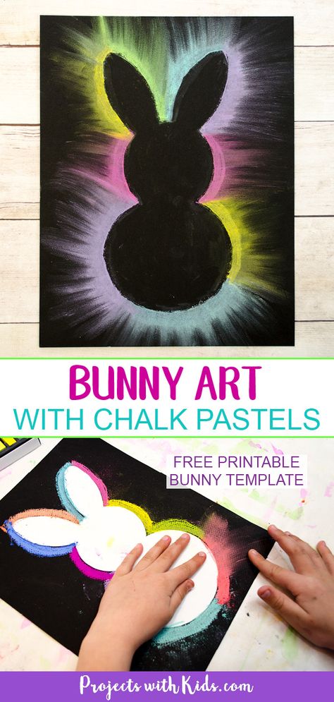 Bunny Art Projects, Påskeaktiviteter For Barn, Paper Craft Work, Bunny Templates, Diy Ostern, Easter Bunny Crafts, Bunny Art, Easter Art, Chalk Pastels