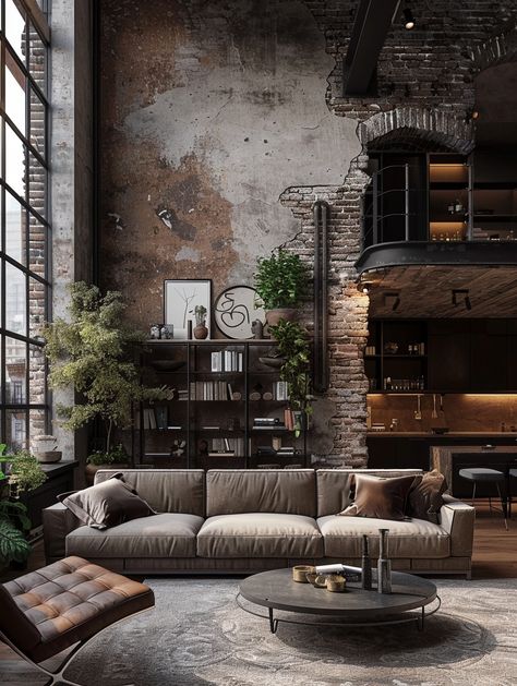 15 Stunning Examples of Industrial Interior Design for Inspiration - DGV Architecture Bright Industrial Interior, Warm Industrial Interior, Industrial Gothic Interior, Industrial Modern Decor, Industrial Loft Apartment, Staircase Luxury, Cottagecore Interior Design, Industrial Style Interior Design, Apartment Vintage