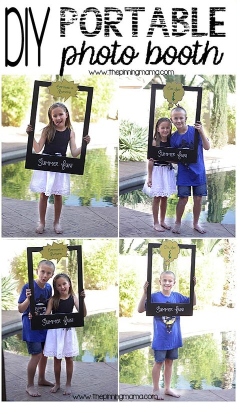 DIY Portable photo booth is perfect for end of school parties and hang outs this summer! Diy Fotokabine, Portable Photo Booth, Diy Photo Booth Backdrop, Hawaian Party, Party Fotos, Anniversaire Diy, Booth Backdrops, Photos Booth, Diy Photo Booth