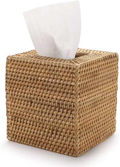 Amazon.com: Rattan Tissue Box Cover Square, Hand Woven Wicker Tissue Holder, 5.5 x 5.5 X 5.7 inch, Natural : Home & Kitchen Rustic Bathroom Accessories, Tropical Glam, Facial Tissue Box, Wicker Box, Kleenex Box, Round Serving Tray, Tissue Box Holder, Accessories Holder, Tissue Holder