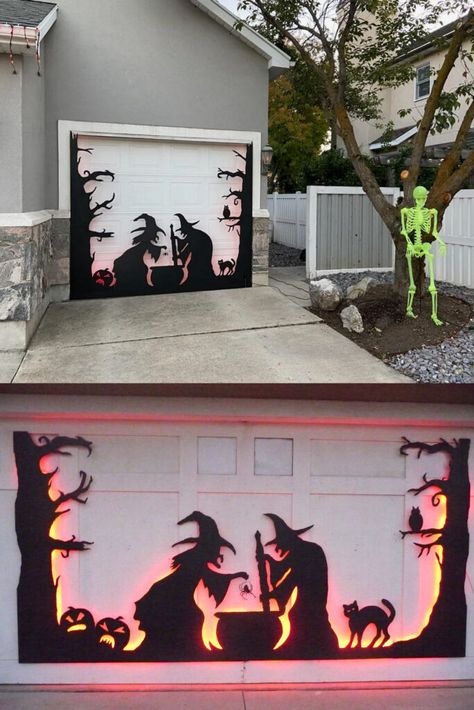 Halloween Driveway, Driveway Arch, Halloween Street Signs, Diy Halloween Outdoor, Wood Halloween Decorations, Peaceful Landscapes, Diy Halloween Witch, Halloween Signs Diy, Fall Yard Decor