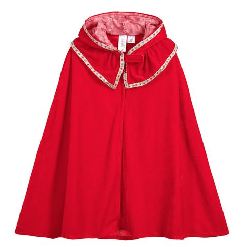 Souza Red Riding Hood Velour Cape A lightweight, bright red velour cape by Souza, with pretty floral, heart trims, making a perfect Red Ridinng Hood costume. It has a velcro strap fastening under the chin, and the hood is lined with a sweet red gingham print. Purchase Worn by Princess Charlotte on:4 June 2022 Princess Charlotte Clothes, Cape Sleeve Dress, Sequin Cape, Satin Hands, Summer Coats, Kids Dress Up, Girls Red, Dress Up Costumes, Floral Heart