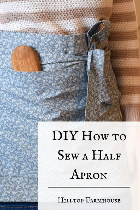 Learn how to sew an easy DIY half apron. The perfect match for any farmhouse kitchen! Couture, Patchwork, Things To Sew For Home, Diy Half Apron, Ma Ingalls, Half Apron Patterns, Apron Pattern Free, Diy Apron, Diy Sewing Gifts