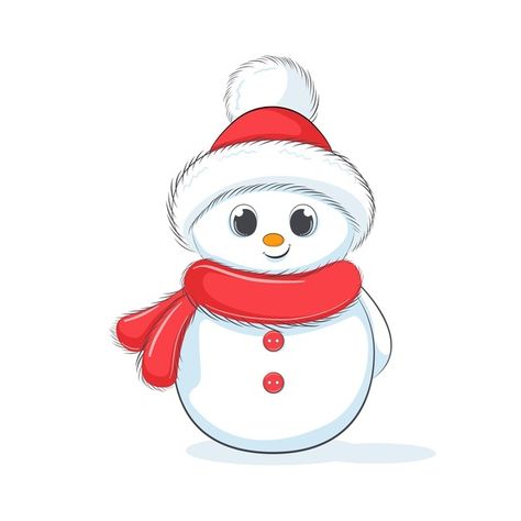 Cute cheerful snowman | Premium Vector #Freepik #vector #christmas #cartoon #smile #snowman Christmas Snowman Drawing, Cute Snowman Drawing, Cute Snowmen Drawings, Christmas Cartoon Pictures, Snowman Drawings, Cute Snowman Clipart, Cute Christmas Cartoon, Cute Christmas Clipart, Xmas Cartoon